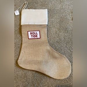 Alabama Crimsom Tide burlap Christmas stocking